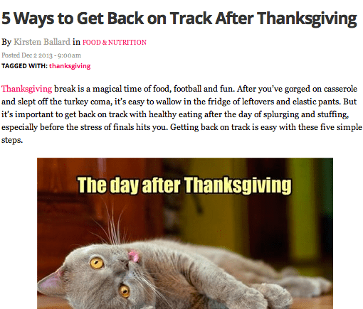 Post Thanksgiving Diet